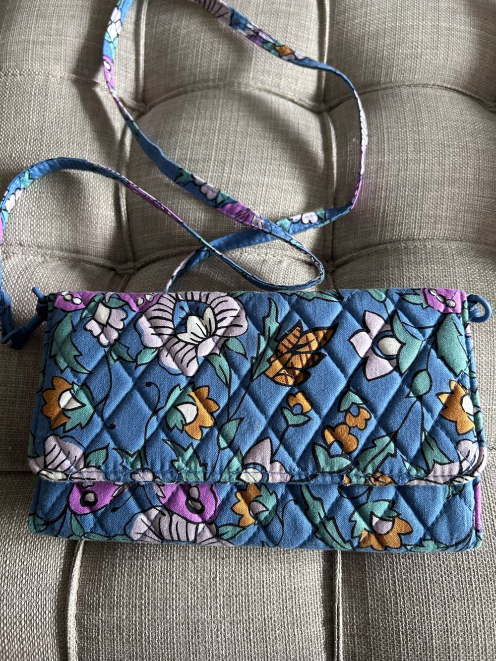 Vera Bradley Floral Quilted Crossbody Bag in Blue